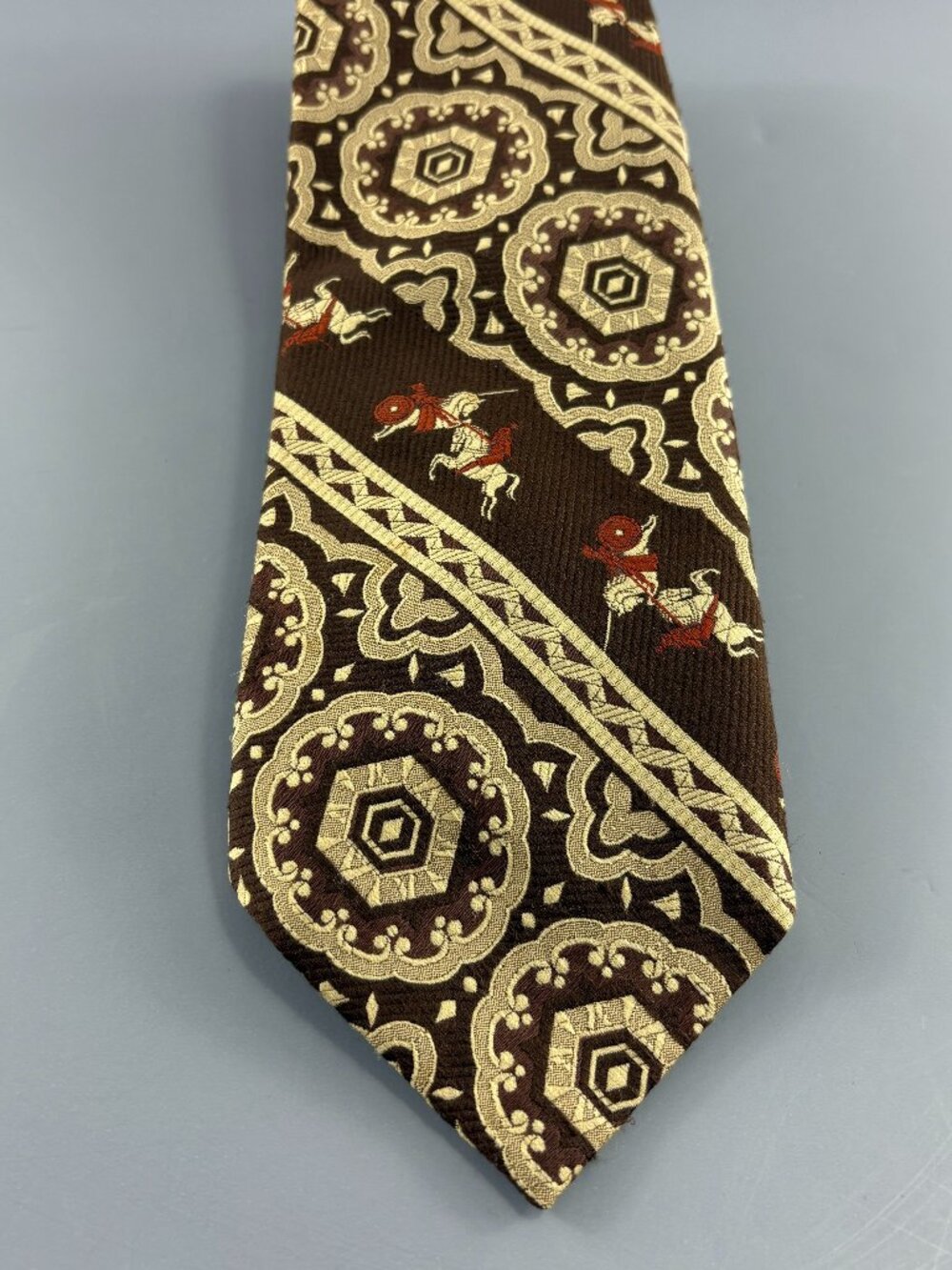 Vintage 60's - 70's Villa Di Oro Brown / Beige Men's Tie 4 1/4" x 58"
